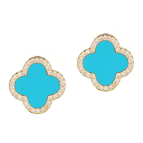 Tarnish Resistant 5-Leaf Clover Stud Earrings