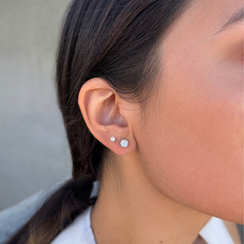 Sterling Silver Solitaire Stud Earrings Set