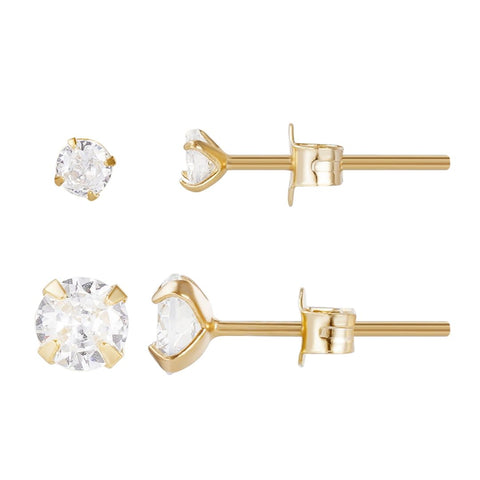 Sterling Silver Solitaire Stud Earrings Set