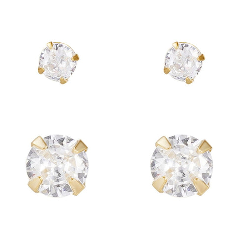 Sterling Silver Solitaire Stud Earrings Set