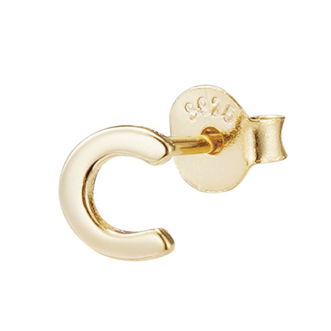 14k Gold Vermeil .925 Sterling Silver Single Initial Stud Earring
