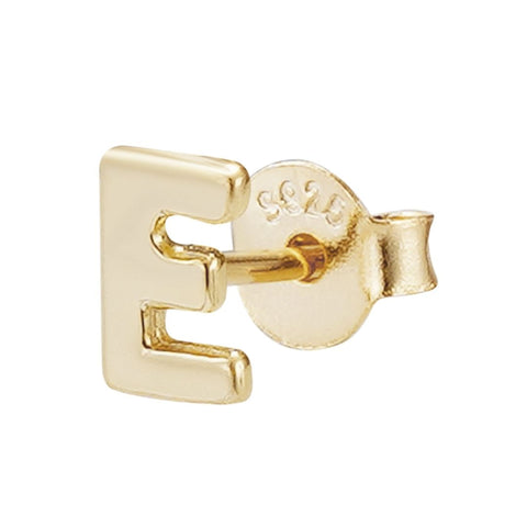 14k Gold Vermeil .925 Sterling Silver Single Initial Stud Earring