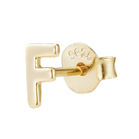 14k Gold Vermeil .925 Sterling Silver Single Initial Stud Earring
