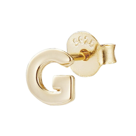 14k Gold Vermeil .925 Sterling Silver Single Initial Stud Earring