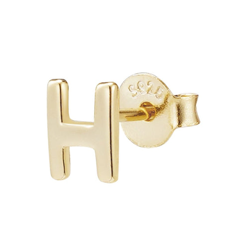 14k Gold Vermeil .925 Sterling Silver Single Initial Stud Earring