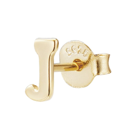 14k Gold Vermeil .925 Sterling Silver Single Initial Stud Earring