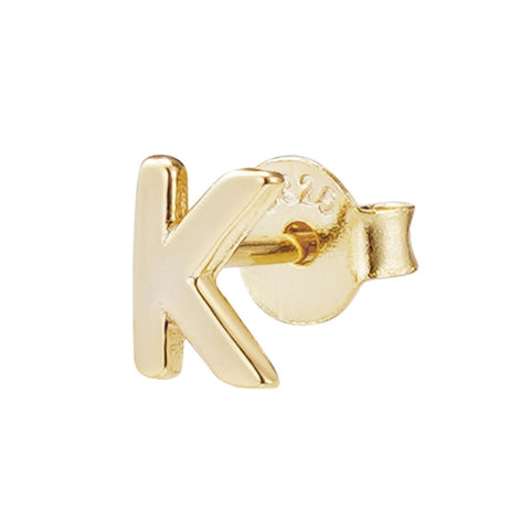 14k Gold Vermeil .925 Sterling Silver Single Initial Stud Earring
