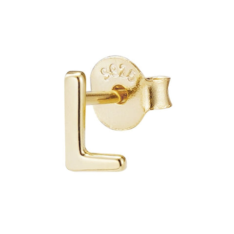 14k Gold Vermeil .925 Sterling Silver Single Initial Stud Earring