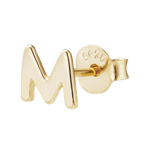 14k Gold Vermeil .925 Sterling Silver Single Initial Stud Earring