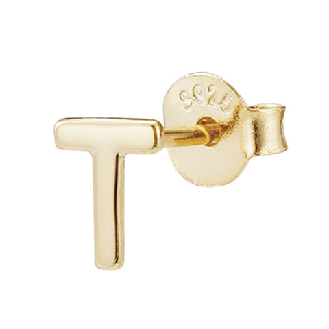 14k Gold Vermeil .925 Sterling Silver Single Initial Stud Earring