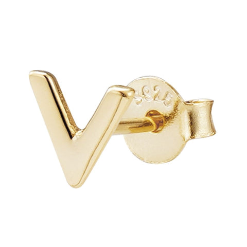 14k Gold Vermeil .925 Sterling Silver Single Initial Stud Earring