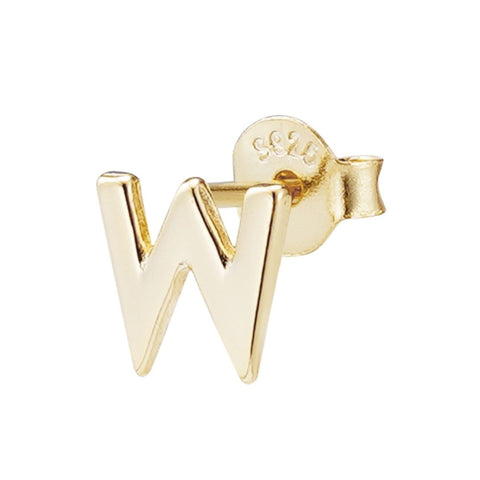 14k Gold Vermeil .925 Sterling Silver Single Initial Stud Earring
