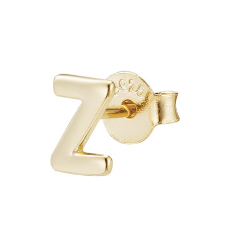 14k Gold Vermeil .925 Sterling Silver Single Initial Stud Earring