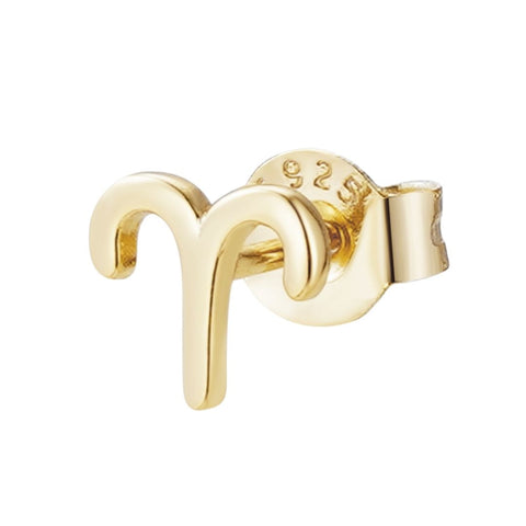 14k Gold Vermeil .925 Sterling Silver Single Zodiac Sign Stud Earring