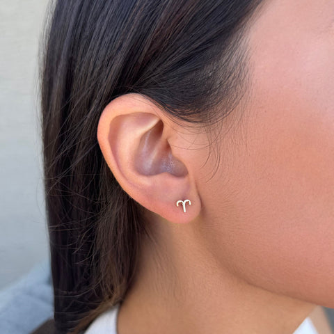 14k Gold Vermeil .925 Sterling Silver Single Zodiac Sign Stud Earring
