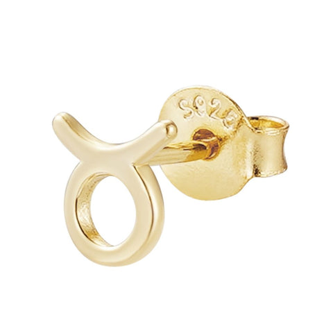 14k Gold Vermeil .925 Sterling Silver Single Zodiac Sign Stud Earring