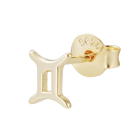 14k Gold Vermeil .925 Sterling Silver Single Zodiac Sign Stud Earring