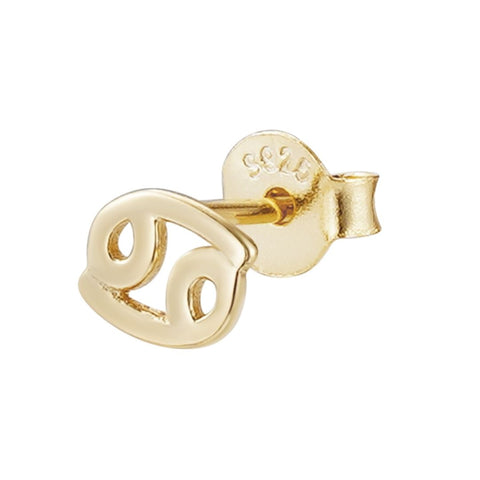 14k Gold Vermeil .925 Sterling Silver Single Zodiac Sign Stud Earring