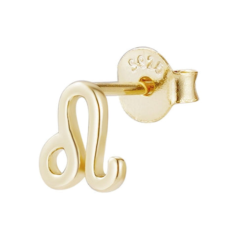 14k Gold Vermeil .925 Sterling Silver Single Zodiac Sign Stud Earring