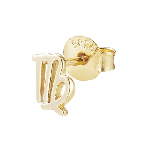 14k Gold Vermeil .925 Sterling Silver Single Zodiac Sign Stud Earring