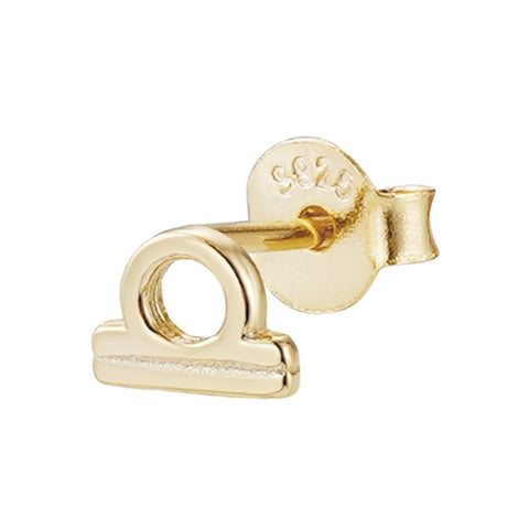 14k Gold Vermeil .925 Sterling Silver Single Zodiac Sign Stud Earring
