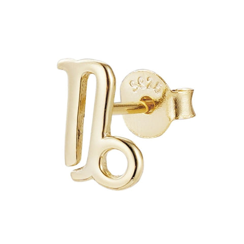 14k Gold Vermeil .925 Sterling Silver Single Zodiac Sign Stud Earring