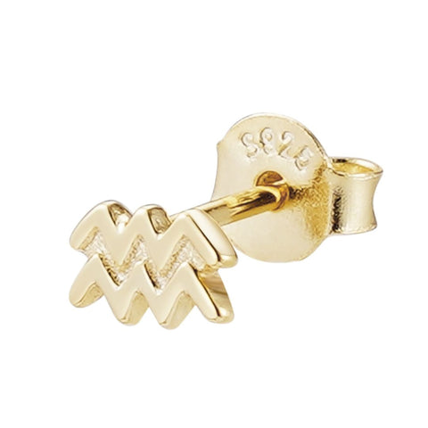 14k Gold Vermeil .925 Sterling Silver Single Zodiac Sign Stud Earring
