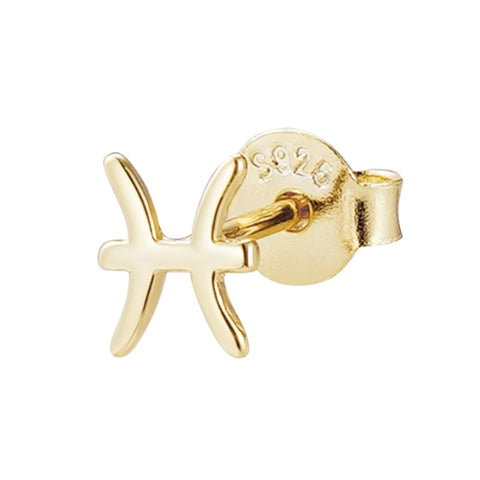 14k Gold Vermeil .925 Sterling Silver Single Zodiac Sign Stud Earring