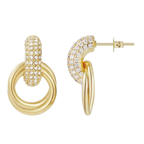 Tarnish Resistant 14k Gold Plated Crystal Doorknocker Earrings