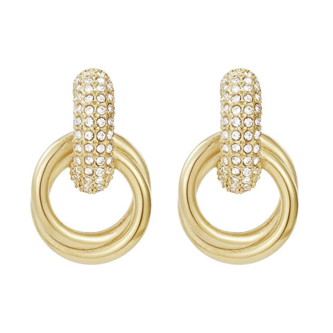 Tarnish Resistant 14k Gold Plated Crystal Doorknocker Earrings