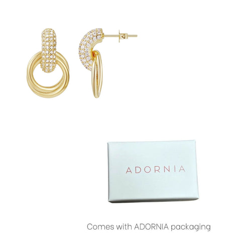 Tarnish Resistant 14k Gold Plated Crystal Doorknocker Earrings