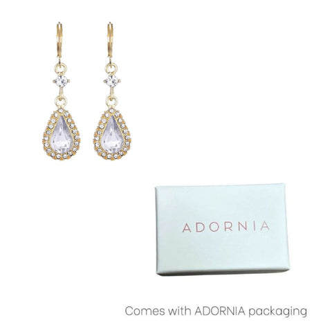 Gold Plated Pear Crystal Halo Drop Earrings