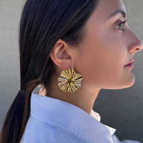 Tarnish Resistant 18k Gold Plated Burst Stud Earrings