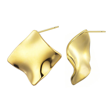 Tarnish Resistant 18k Gold Plated Wave Stud Earrings