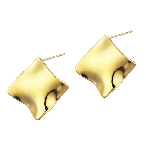 Tarnish Resistant 18k Gold Plated Wave Stud Earrings