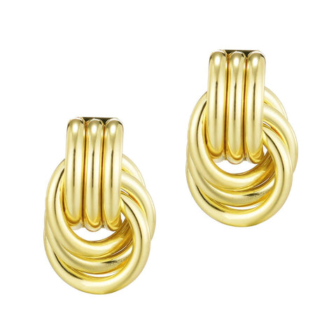 Gold Plated Doorknocker Stud Earrings