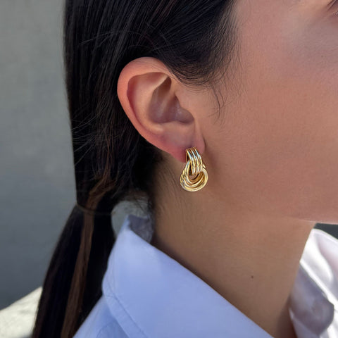 Gold Plated Doorknocker Stud Earrings