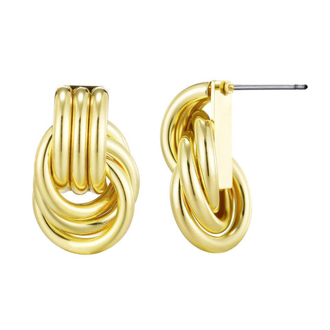 Gold Plated Doorknocker Stud Earrings