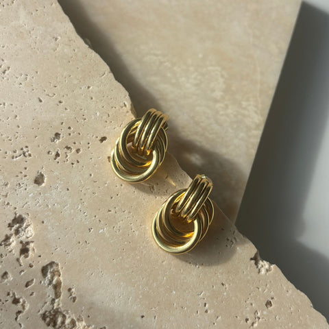 Gold Plated Doorknocker Stud Earrings