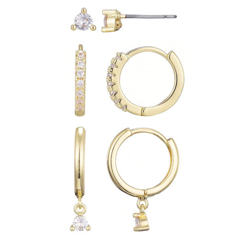 14k Gold Plated CZ Earring Set