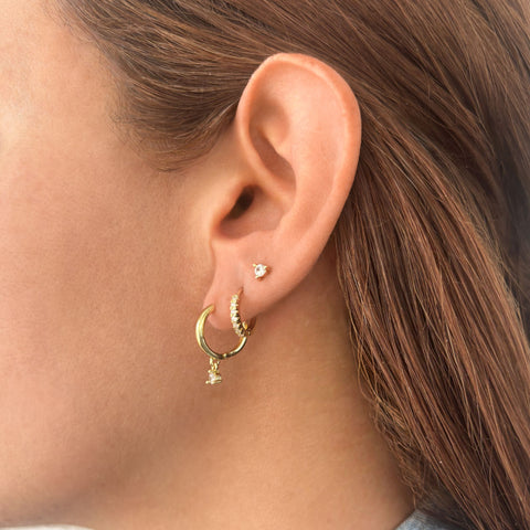 14k Gold Plated CZ Earring Set