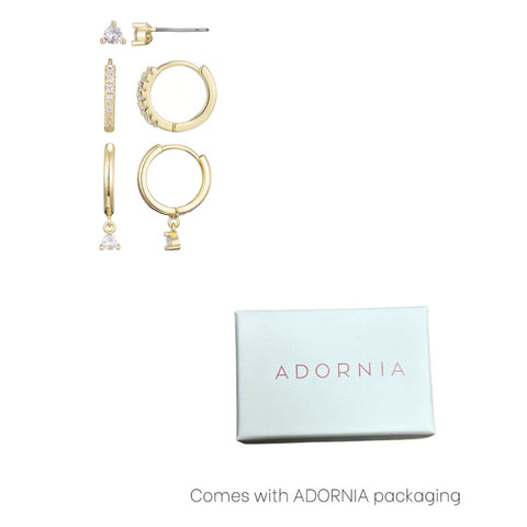14k Gold Plated CZ Earring Set
