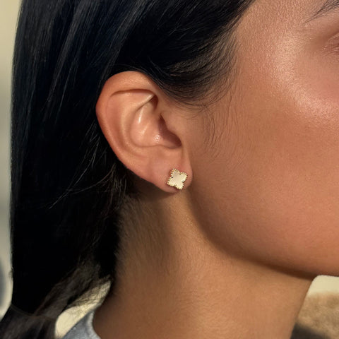 14k Gold Plated Clover Stud Set