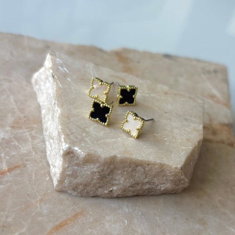 14k Gold Plated Clover Stud Set