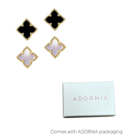 14k Gold Plated Clover Stud Set