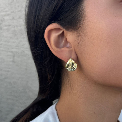 14k Gold Plated Deco Stud Earrings
