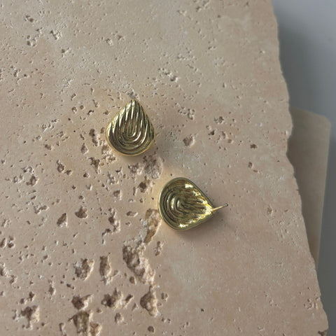 14k Gold Plated Deco Stud Earrings