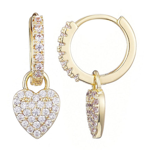 CZ Heart Huggie Earrings