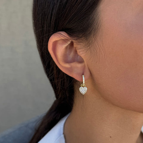 CZ Heart Huggie Earrings