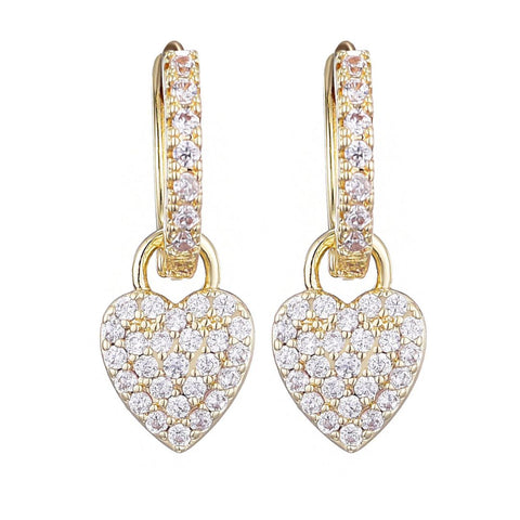 CZ Heart Huggie Earrings